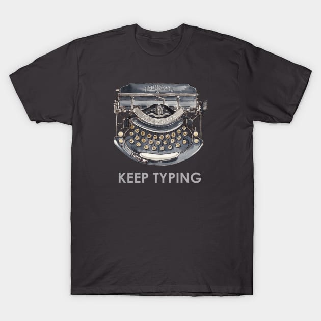 Imperial Typewriter T-Shirt by Newcoatofpaint